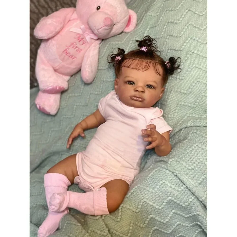 20Inch Realistic Baby Doll African American Reborn Babies Brown Country Doll